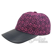 【茱麗葉精品】全新精品 LOEWE 專櫃商品 Anagram cap 緹花帆布拼接羊皮棒球帽.桃/深藍 現貨