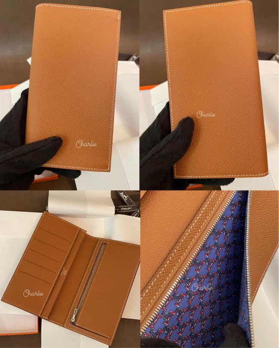 [現貨在台］Hermes Citizen Twill Long Wallet 愛馬仕金棕走白線 絲巾長夾 Bearn平替款 Epsom馬頭絲巾 男女適用