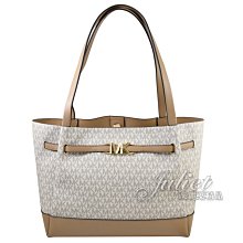 【茱麗葉精品】全新精品 MICHAEL KORS 專櫃商品 Reed 金屬LOGO印花拼接肩背托特包.駝/白 現貨