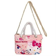 ♥小花花日本精品♥ Hello Kitty 美樂蒂 雙子星 尼龍麻繩斜背觸控手機包麻繩手提把 附鍊條斜背帶 ~3