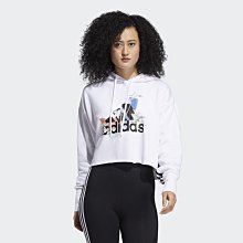 限時特價 南◇2021 6月 ADIDAS NINI SUM 連帽上衣 GJ6546 白黑 花朵圖騰 短版 休閒長T