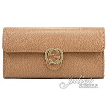 【茱麗葉精品】全新精品 GUCCI 專櫃商品 615524 金屬大雙G LOGO牛皮扣式長夾.膚 現貨