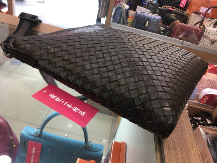 ☆最愛二手精品☆ BOTTEGA VENETA BV 276357 咖啡全皮編織拉鍊斜背包肩背包 XD0026