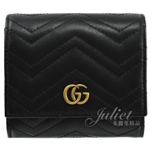 【茱麗葉精品】全新精品 GUCCI 專櫃商品 598629 GG Marmont 金屬雙G三折式零錢短夾.黑 預購無現貨