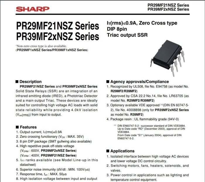 【全冠】SHARP PR39MF22NSZF◇DIP-8 Solid State Relays SSR 固態繼電器