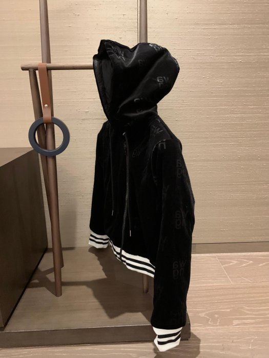 【King女王代購】  Alexander Wang 大王新款絲絨壓花棉服 連帽外套  SML