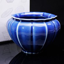 【桑園の】瓷器 菱花 寶藍 菱花 茶洗 水盂 建水 缽 S 4313