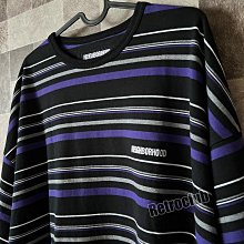 Retro CLUB【一元起標】【全新】日本潮流品牌 NEIGHBORHOOD 日本製 黑紫 寬鬆版型 條紋設計 休閒短T 街頭風格 F24439