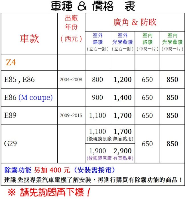 【TDC車用部品】室外,室內,後視鏡：BMW,Z4,E85,E86,E89,G29,寶馬,鏡片,車外,車內,盲點,廣角鏡