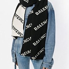 Balenciaga Intarsia-knit scarf 羊毛披肩 黑/白 雙色