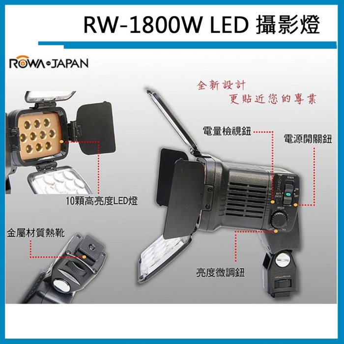 創心 ROWA JAPAN RW-1800W LED攝影燈 婚禮紀錄 錄影 夜拍 補光燈