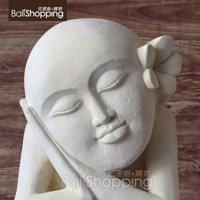 【Bali Shopping巴里島購物】峇里島砂岩石雕~可愛傳統人像雕刻20x50cm(左/右款)玄關餐廳SPA民宿雕像