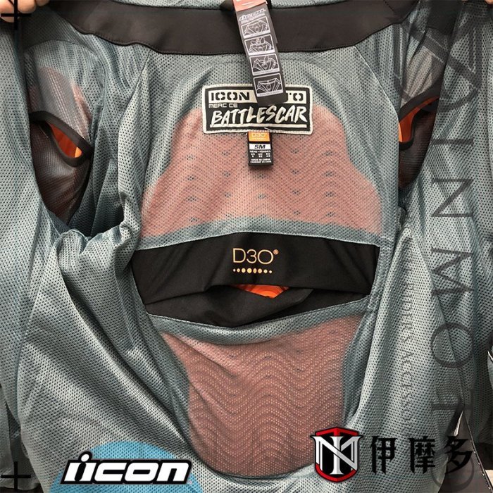 伊摩多※美國 iCON MERC BATTLESCAR防摔衣 D3O護具 通風拉鍊 防潑水連帽外套 春夏秋休閒版 。綠