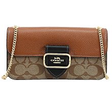 【茱麗葉精品】全新精品 COACH 專櫃商品 CF475 金屬LOGO印花拼接翻蓋斜背鍊包.駝/咖 現貨