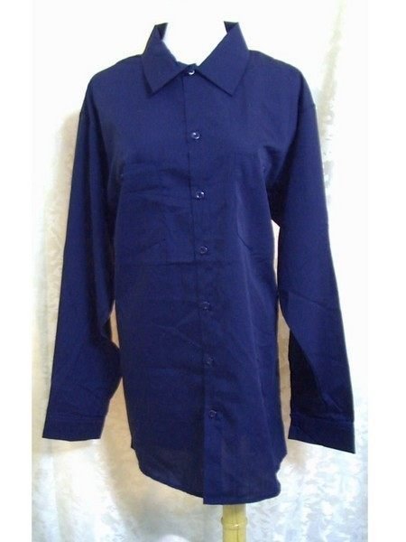 ~麗麗ㄉ大碼舖~大尺寸#14(44吋)深藍色前扣長袖雙口袋男性襯衫~特價拍賣