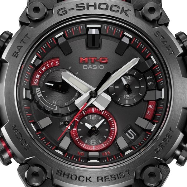 全新CASIO卡西歐G-SHOCK 電波藍波太陽能電限量錶黑紅MTG-B3000BD-1A 平