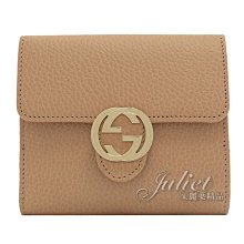 【茱麗葉精品】全新精品  GUCCI 專櫃商品 615525 金屬大雙G LOGO牛皮扣式短夾.裸膚 預購無現貨