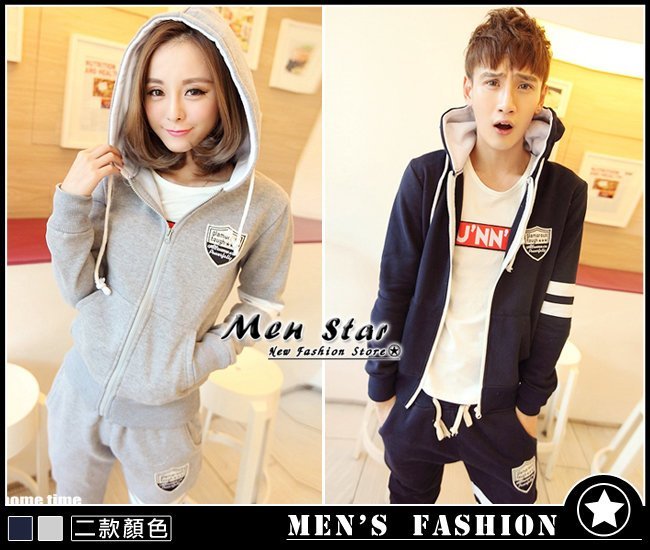 【Men Star】免運費 韓版情侶運動套裝 情侶服 運動套裝 媲美 bobson uniqlo a&f blueway