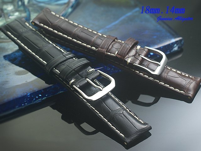 【時間探索】進口純正鱷魚皮 LONGINES 浪琴 代用直身高級錶帶 ( 18mm.14mm)
