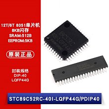 STC89C52RC-40I LQFP-44/DIP-40 12T/6T 8051單片機晶片 IC W1062-0104 [382432]