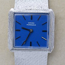 《寶萊精品》GP 芝柏表銀寶藍方正型手動女子錶