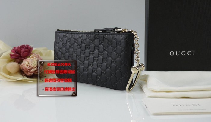 ☆優買二手精品名牌店☆ GUCCI 544248 ocase 黑色牛皮壓紋 一字拉鍊 零錢包 鑰匙包 名片夾 信用卡包 全新