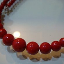 收藏級低價出售 10.5-5MM 頂級阿卡牛血紅色完美級珊瑚串鍊