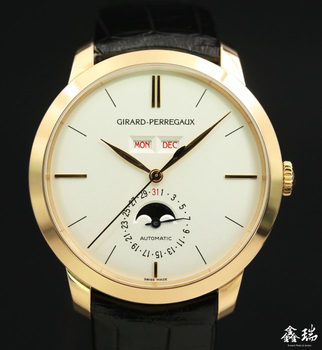 【鑫瑞鐘錶】Girard-Perregaux GP 芝柏 1966系列 49535 銀面 玫瑰金 全日曆 40mm 盒單