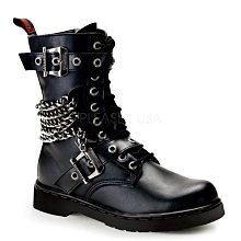 Shoes InStyle《一吋》美國品牌 DEMONIA 原廠正品龐克歌德馬丁靴鏈條10孔短馬靴 有大尺碼 『黑色』