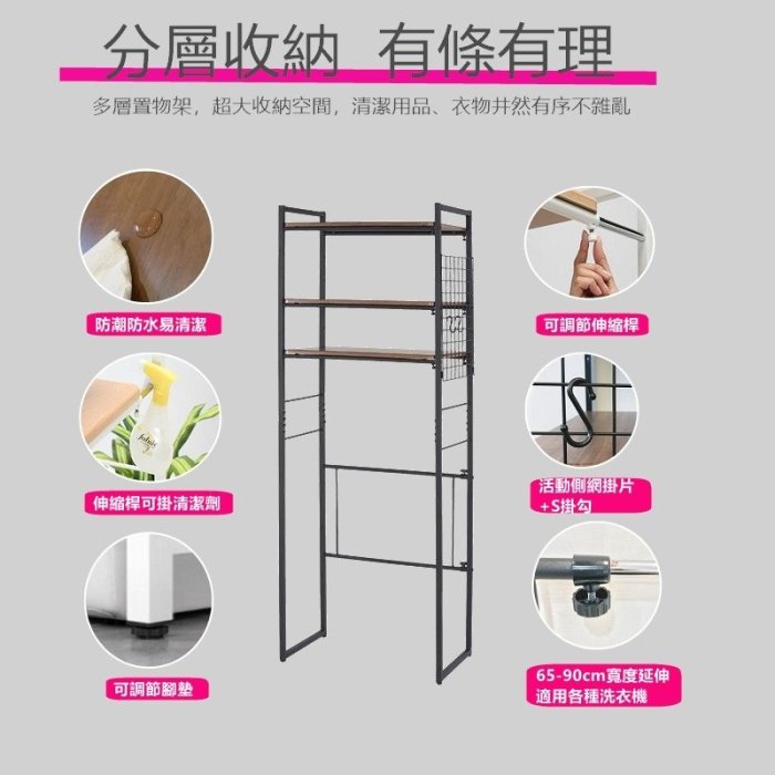 【日式伸縮洗衣機層架】衛浴收納置物架/層板可調/直立式可用 ￭日本設計.台灣製造￭