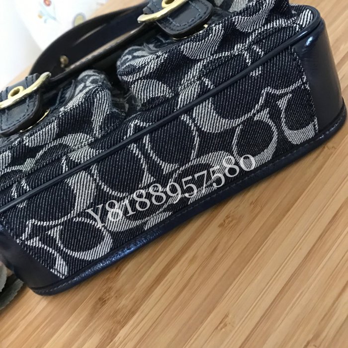 全新真品 Coach 12534 馬車深藍亮皮牛仔大C側背斜背包