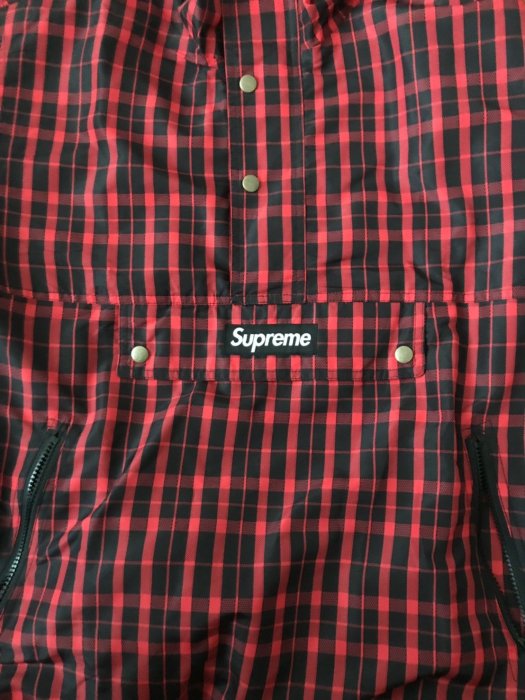 supreme nylon plaid pullover 18FW紅色黑紅格紋風衣外套| Yahoo奇摩拍賣