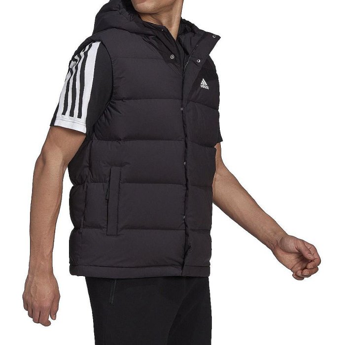 Adidas Helionic Vest 男 黑色 運動 休閒 口袋 羽絨背心 連帽 背心 HG6277