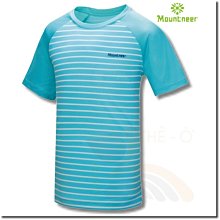 山林 Mountneer 21P61-79水藍 男款透氣排汗條紋T恤 抗UV 台灣製造「喜樂屋戶外」