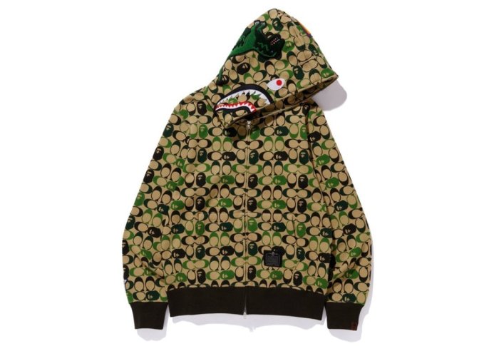 全新現貨APE BAPE COACH SHARK FULL ZIP HOODIE 帽夾夾克鯊魚外套保證