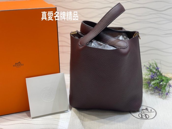 《真愛名牌精品》HERMES Picotin Lock 18cm46 ebene 烏木色 金釦 菜籃子 *全新*