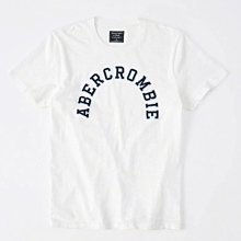 Maple麋鹿小舖 Abercrombie&Fitch ＊ AF 白色電繡字母短T ＊ ( 現貨L號 )