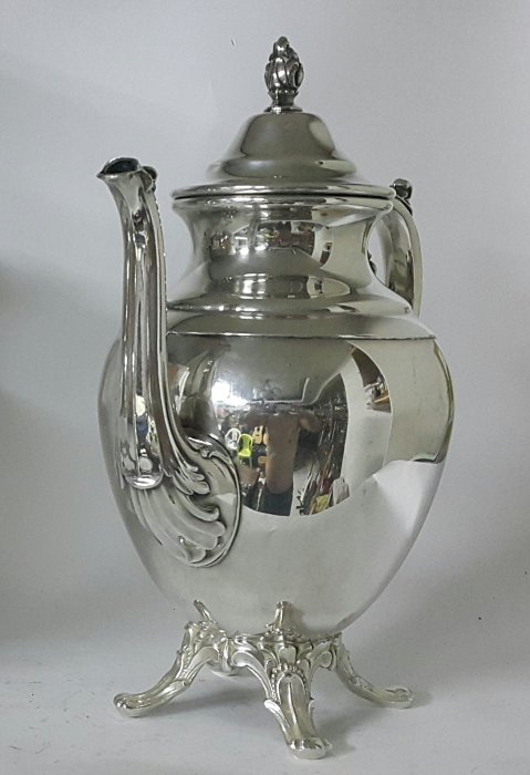 372高檔歐美鍍銀壺WM Rogers Elegant Ornate Silver-Plate Teapot