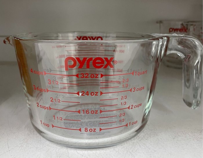 9/25前 美國 康寧 PYREX 強化玻璃量杯 1000ml 康寧單耳量杯