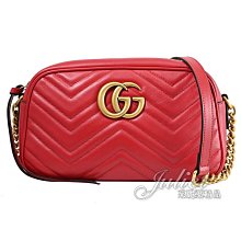 【茱麗葉精品】全新商品 GUCCI 專櫃商品 447632 GG Marmont 24cm經典絎縫斜背相機包.紅 現貨