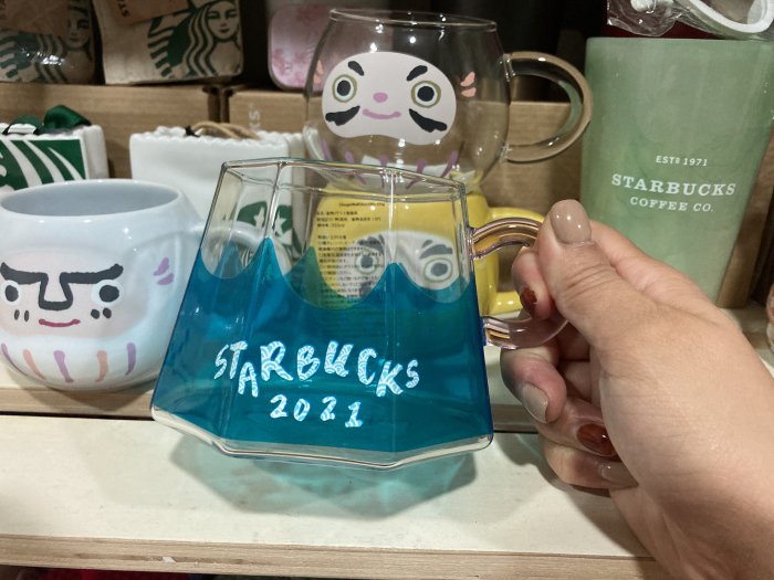 2021日本星巴克富士山玻璃杯355ml 星巴克富士山杯 達摩杯 星巴克雙層玻璃杯 日本星巴克達摩 星巴克玻璃杯