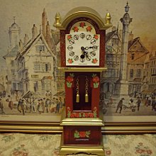 歐洲古物時尚雜貨 西德 城堡造形時鐘 立鐘 紅玫瑰圖案 擺飾品 古董收藏 會動