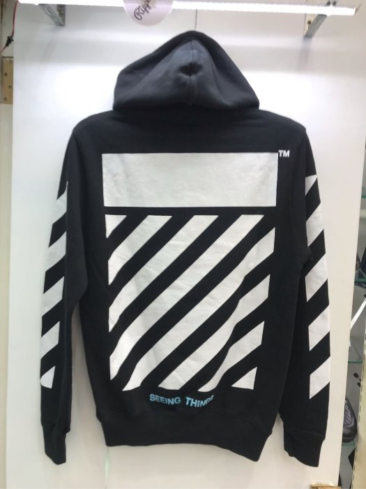 Off-White 黑藍兩色 寬版 oversized 宗教 圖案 長袖 帽踢 全新正品 男裝 歐洲精品