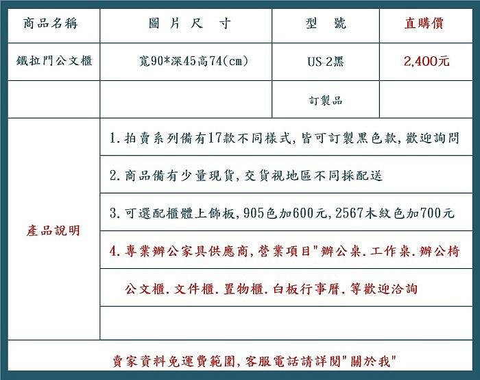 【辦公天地】黑色US-2鐵拉門二層公文櫃 檔案櫃 資料櫃,,配送新竹以北都會區免運費