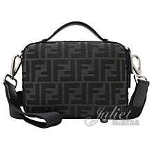 【茱麗葉精品】全新精品 FENDI 專櫃商品 7VA552 經典緹花織布手提箱造型迷你兩用包.黑灰 現貨