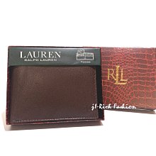 就愛精品店❤️ 送禮  Ralph Lauren 咖啡色皮革 雙摺男夾禮盒-附ID證件夾