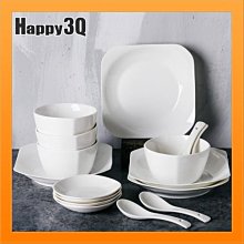 白色餐具套裝碗盤碟子陶瓷餐具簡約基本款方形碗盤圓形碗盤湯碗湯匙-多款【AAA4114】