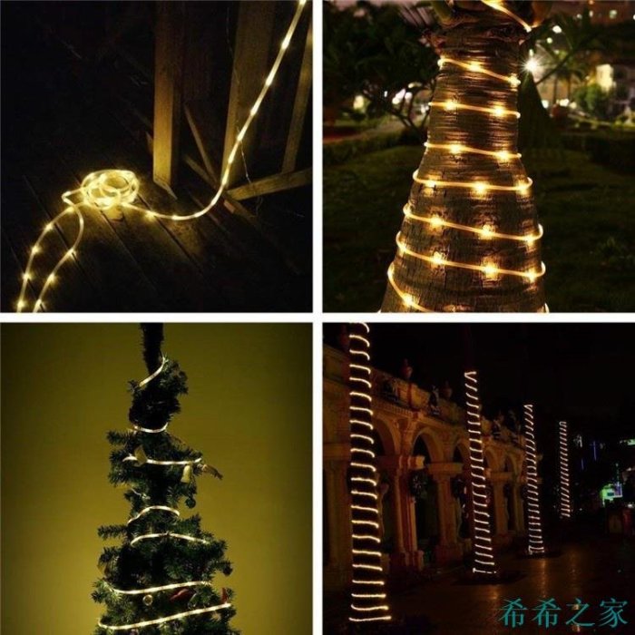 希希之家戶外太陽能12m 100 Led 繩燈 PVC 管聖誕節婚禮燈串 太陽能繩燈 戶外防水童話燈 Pvc管燈串戶外太陽