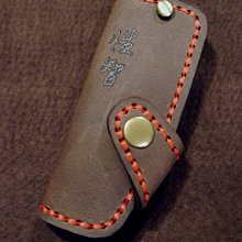 KH手工皮革工作室 MIT三菱MITSUBISHI汽車鑰匙皮套 車鑰匙包 牛皮訂製單支車鑰匙包自選配色免費燙字