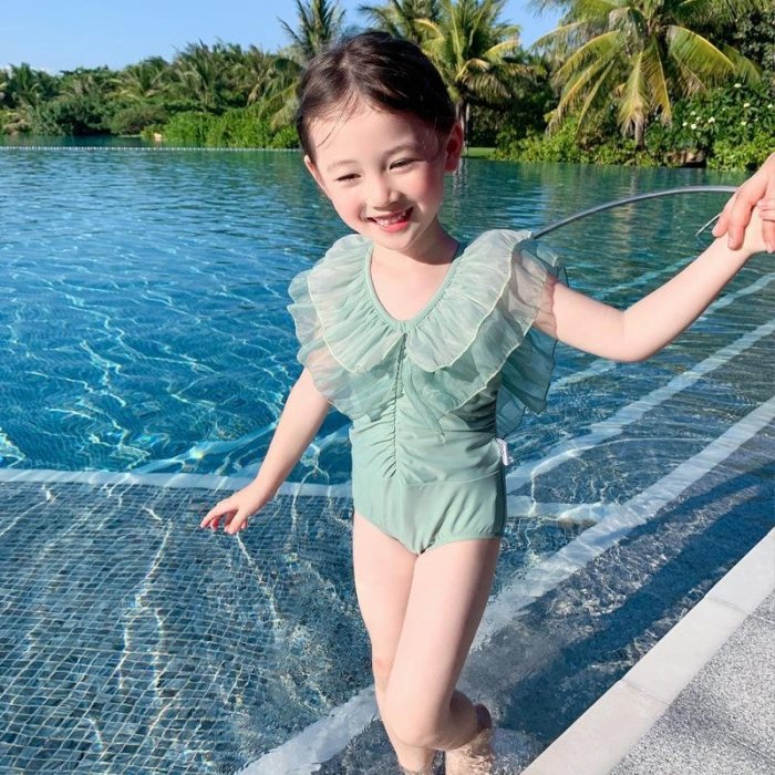 女童泳衣夏季2022新款兒童網紅洋氣泳裝夏裝童裝女寶寶連身泳衣